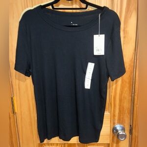 A new day Woman’s black ribbed crew neck short sleeve shirt size XXL NWT